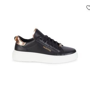 Valentino Women's Black and Metallic Sneakers